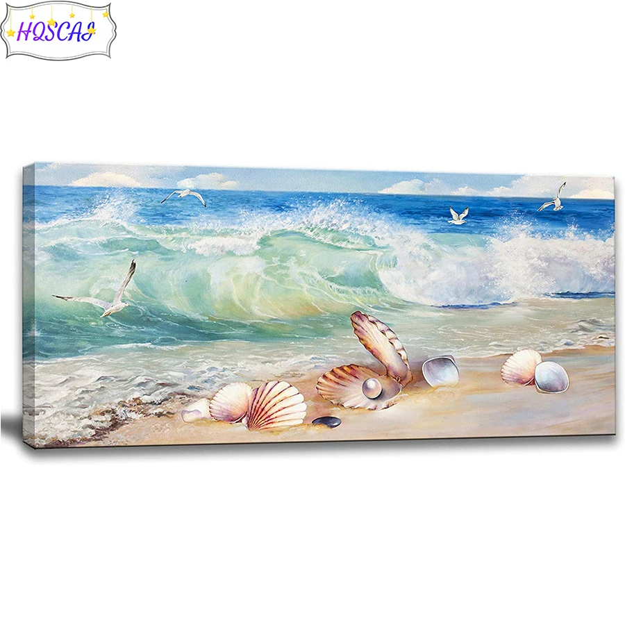 

Seaside natural scenery, starfish shells AB Diamond Painting Kit Full Drill Square Mosaic Art Picture of Rhinestones Decor Gift