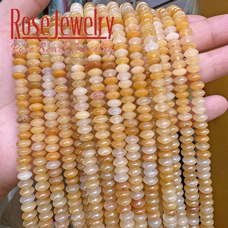 3x6mm Natural Stone Yellow Aventurine Jade Beads Flying Saucer Abacus Shape Round Loose Beads for DIY Jewelry Making Bracelets