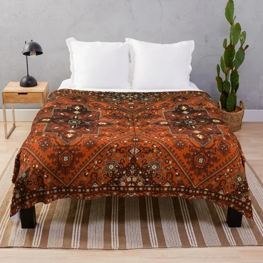 Orange Oriental Heritage Antique Traditional Moroccan Style Artwork Throw Blanket for winter Luxury Brand Blankets