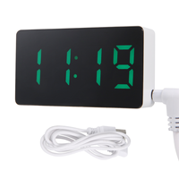 [in stock] Mini Desk Alarm Clock Digital Mirror LED Temperature USB Bedside Table Travel Clocks for Bedroom Living Home Decor,Gr