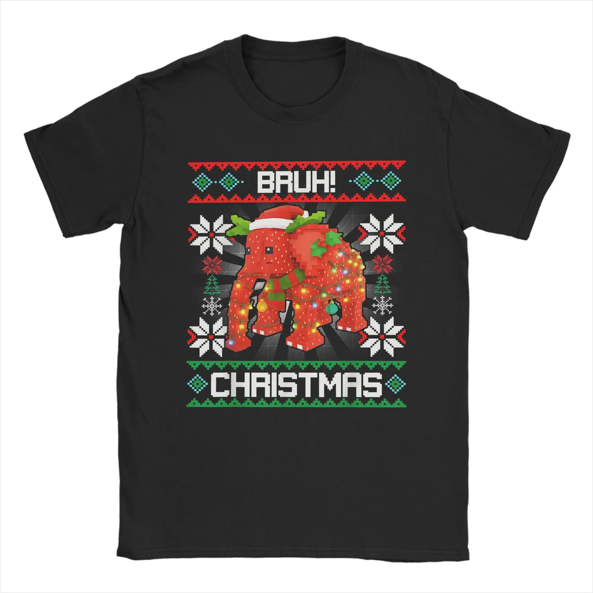 Funny Bruh Strawberry Elephant Christmas Brainrot T-Shirts for Men Round Neck T Shirts  Short Sleeve Tee Shirt Clothing