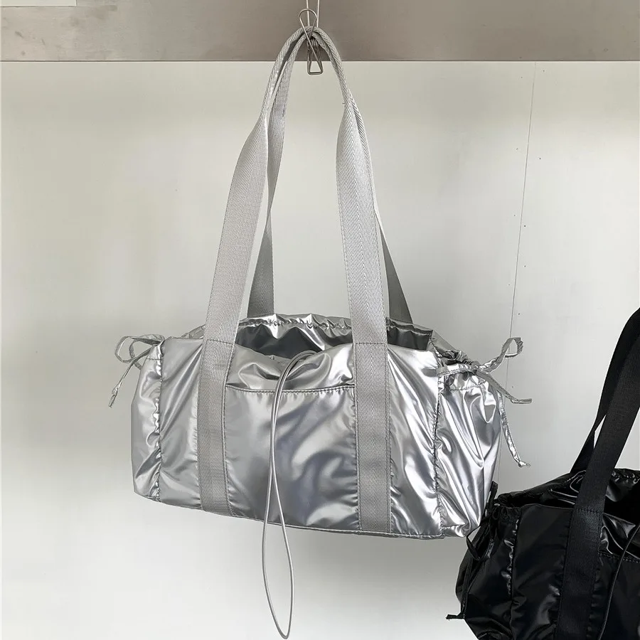 LEFTSIDE Silver Design Shoulder Bags for Women 2024 Y2K New Korean Fashion Trend Underarm Bag Lady Handbags and Purses