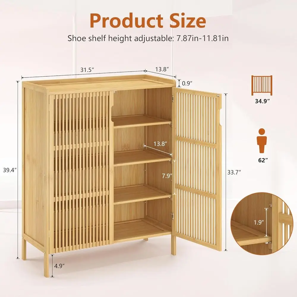 خزانة أحذية من الخيزران مكونة من 5 طبقات للمدخل - منظم تخزين حديث لغرفة المعيشة وغرفة النوم والممر والخزانة - يحمل 25 زوجًا