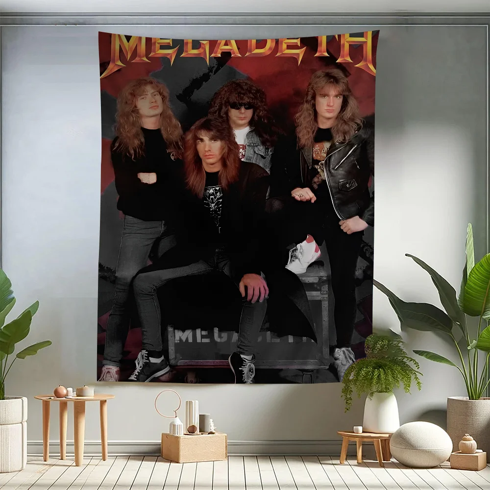 

Classic Heavy Metal Rock Band Megadeths Anime Tapestry Hippie Flower Wall Carpets Dorm Decor Cheap Hippie Wall Hanging