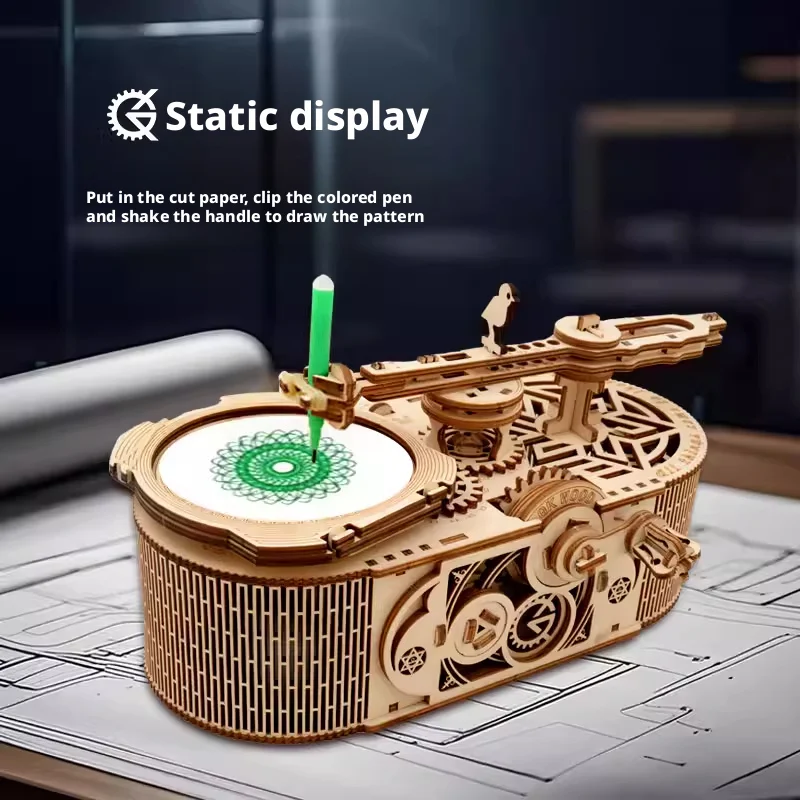 OUZEY 3D Logic Construction Games Diy Assembly  Adult Wood Games Drawing Machine Creative Hobbies Children's Educational Games