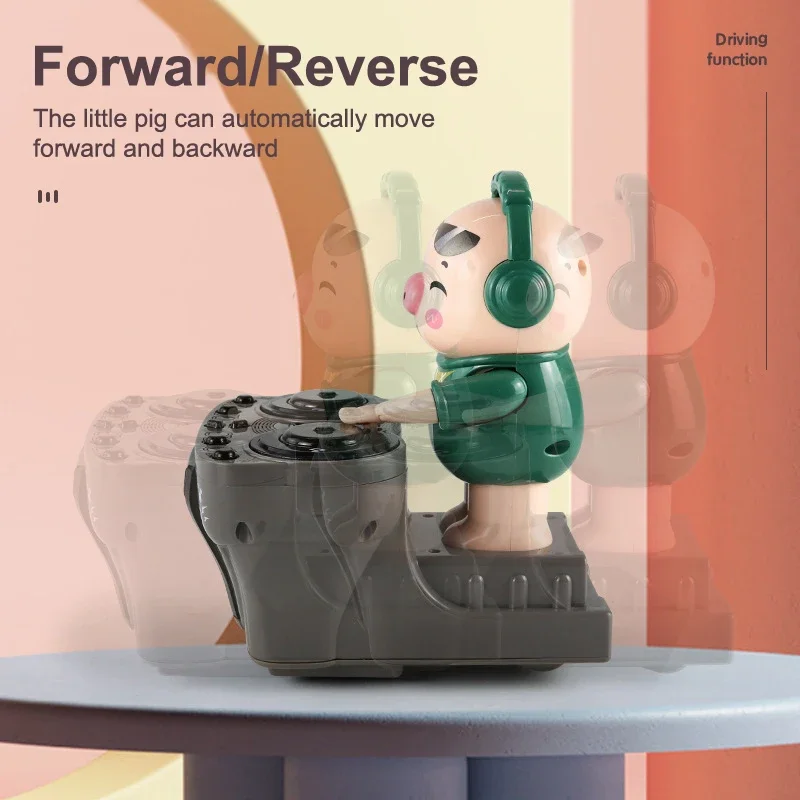 Elektronik DJ Rock Piggy Waddles Menari Mainan Musik Balita Mainan Musik Ringan Lucu Ayunan Menari Piggy Mainan untuk Hadiah Bayi Anak-anak