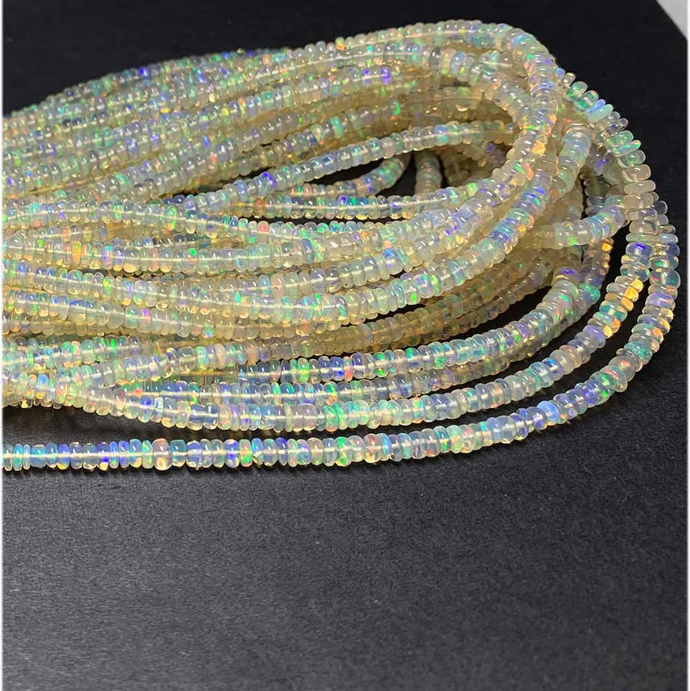 Veemake White Yellow Fire Opal Rondelle Beads Jewelry Design Making Natural Gemstones Crystal DIY Necklace Bracelets Earrings