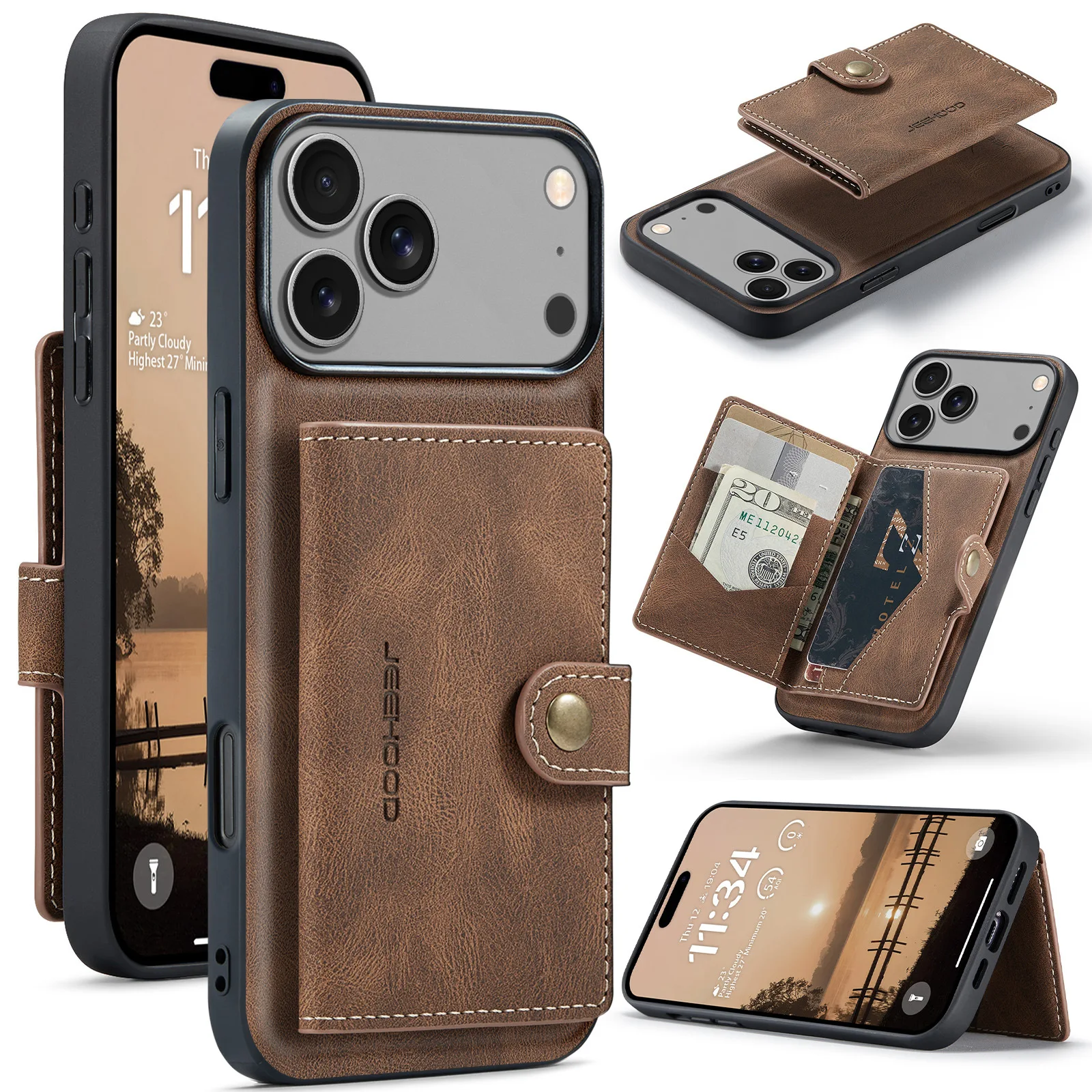 

Applicable for Apple 17Pro phone case, detachable card holder for iPhone 15, protection cover for IP16promax, card slot