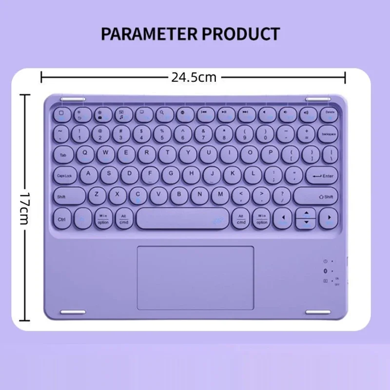 لوحة مفاتيح بلوتوث لاسلكية مع لوحة لمس لجهاز iPad 11th 2025 11 بوصة A16 Air 13 11 M3 Pro IOS Android Windows Tablet Keyboard