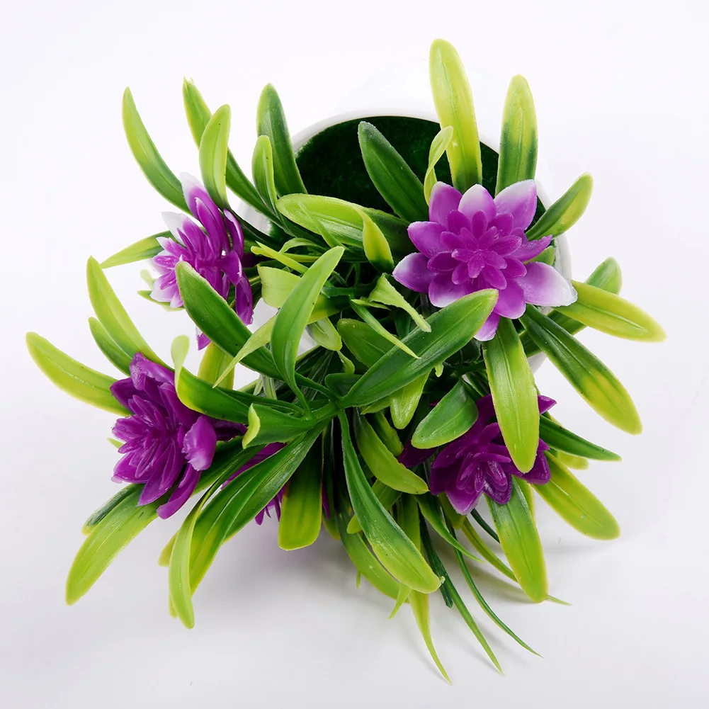 Realistic Lotus Flower Bonsai Table Decor Set with 5 Silk Blooms for Use in Living Room Bedroom Office or Hospitality Areas
