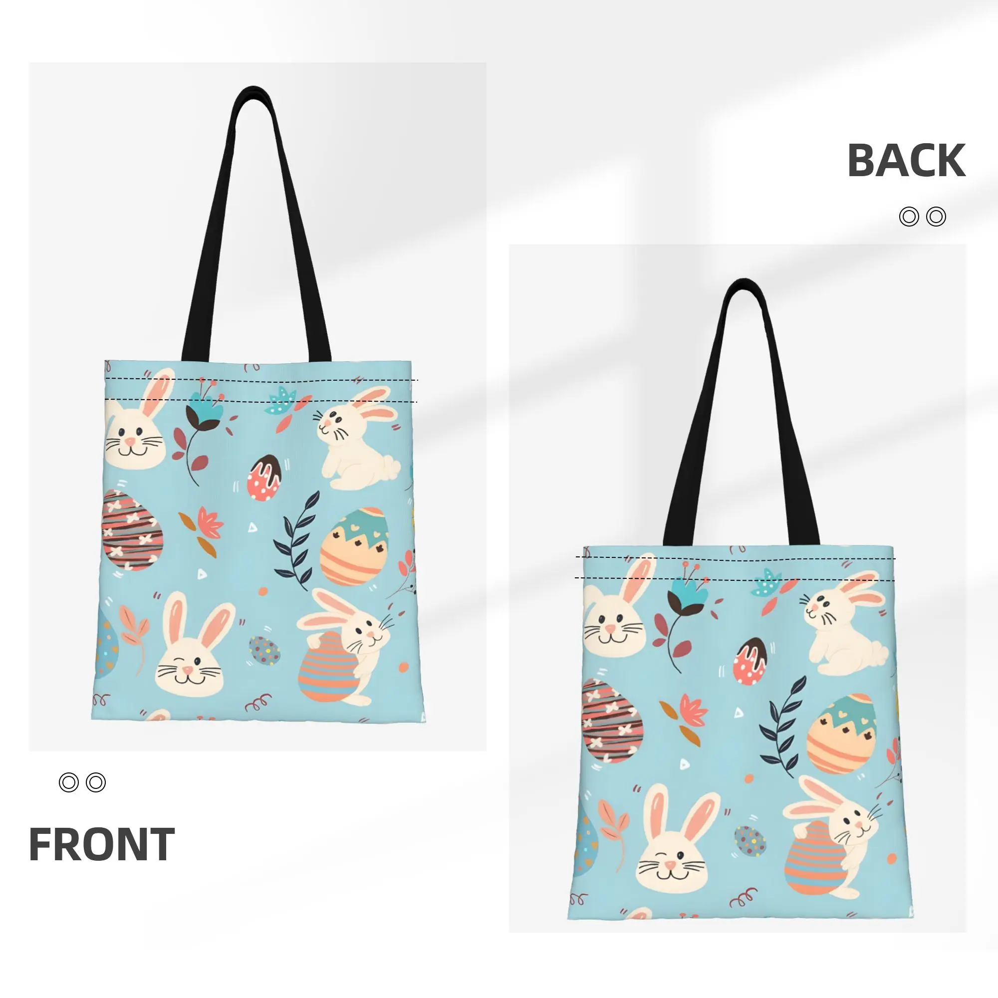 1PC Pastel Vibes Canvas Tote Bag Easter Bunny Vibes Canvas Tote Bag Perfect for Shopping Grocery Travel & Outdoor