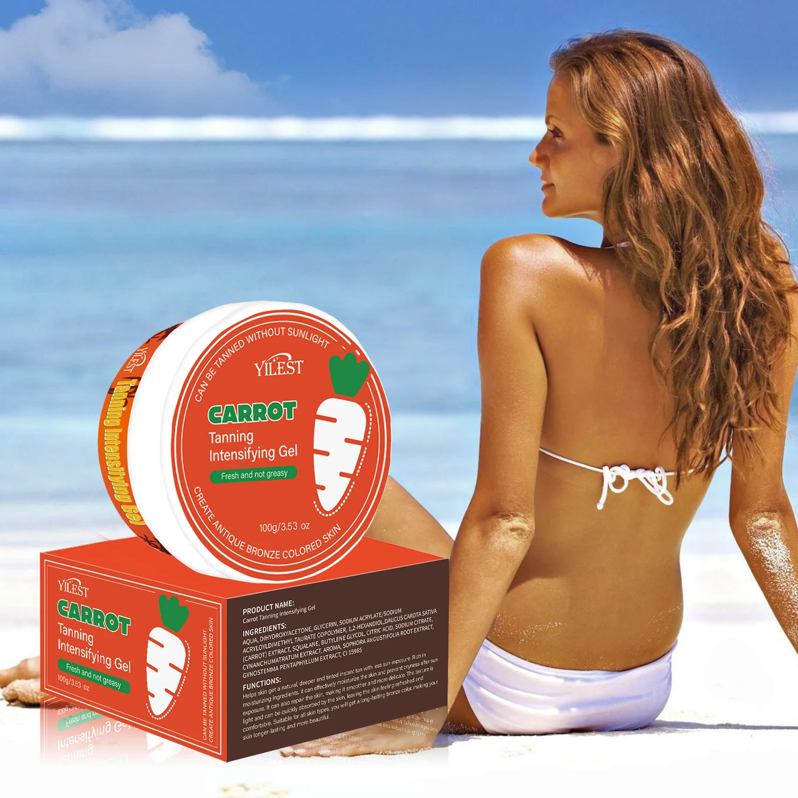 

100g Intensive Tanning Gel Tanning Accelerator Bronzing Cream Sunbeds Summer Long Lasting Face Body Self Tanners Tanning Lotion
