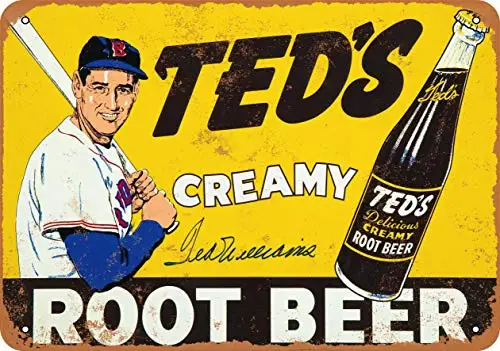 10 x 14 Metal Sign - Ted Williams for Ted's Root Beer - Vintage Look