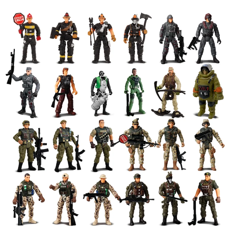 24Pcs/Set Army Men SWAT Team Special Forces Soldiers WWII War Game Action Figures Playset Military Weapon Modle For Kid Boy Gift