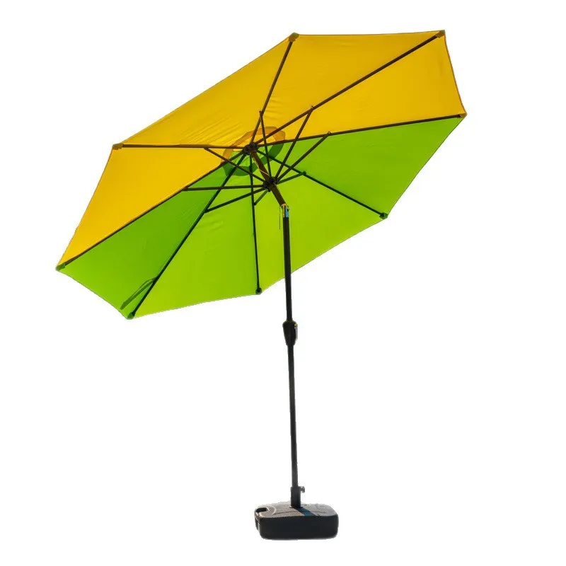 & Adjustable Iron Outdoor Parasol Central Pole Colorful Rainbow Hues-for Patios Beaches Terraces Commercial Streets Market Stall