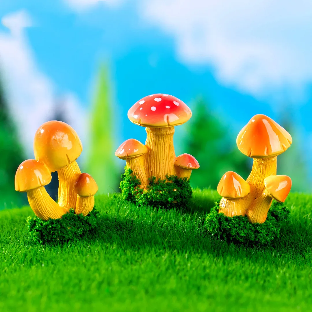 Figurines Miniatures Simulated Colorful Mushroom Micro Landscape Ornaments For Home Decorations DIY Gardening Decor Accessories