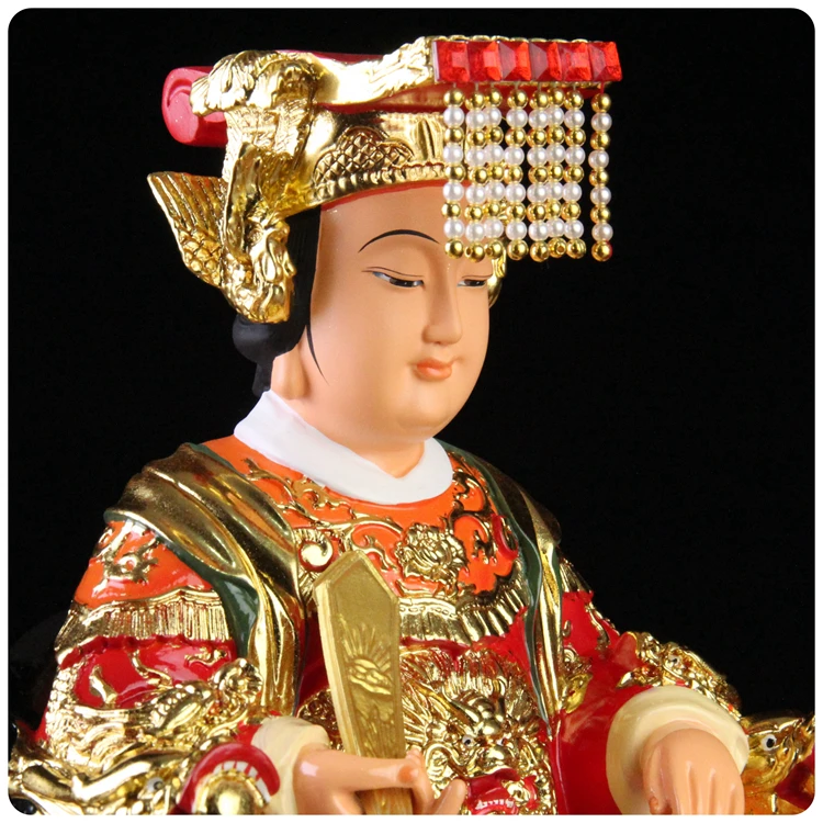 Imagem -03 - Grande Guanyin Buda Escultura Dourada Home Hall Talismã Eficaz Mascote Deusa do Mar Matsu Mazu 28cm Alto Grau