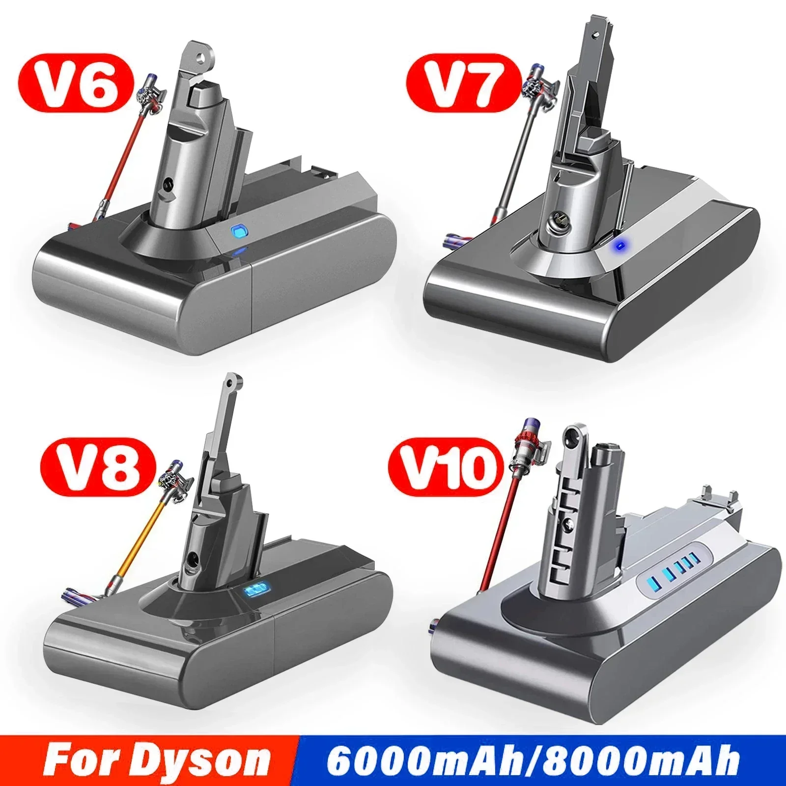 

НОВЫЙ сменный аккумулятор 6,0 Ач/8,0 Ач для Dyson V6 V7 V8 V10 серии SV12 DC62 SV11 Sv10, запасной аккумулятор для ручного пылесоса