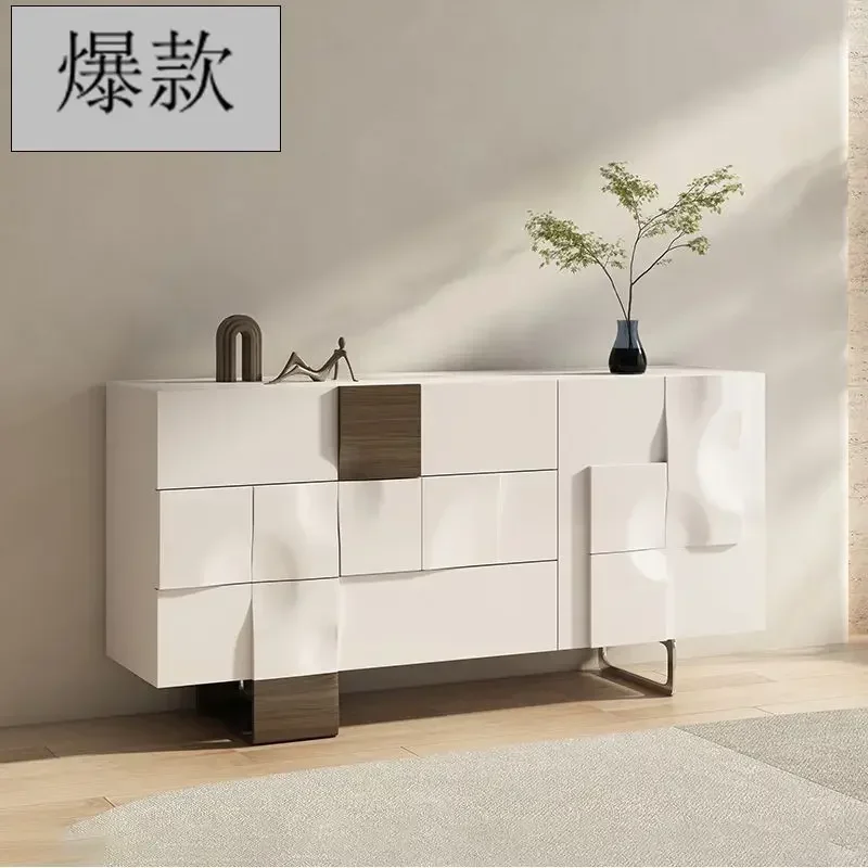 Luxury Sideboard Buffet Cabinet with Solid Wood Legs, Kitchen Storage Cabinet Credenza with Coffee Bar Cabinet for Dining Room