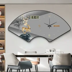 Perpetual calendar electronic clock wall clock Living room fan dining room decorative painting calendar clock hanging picture
