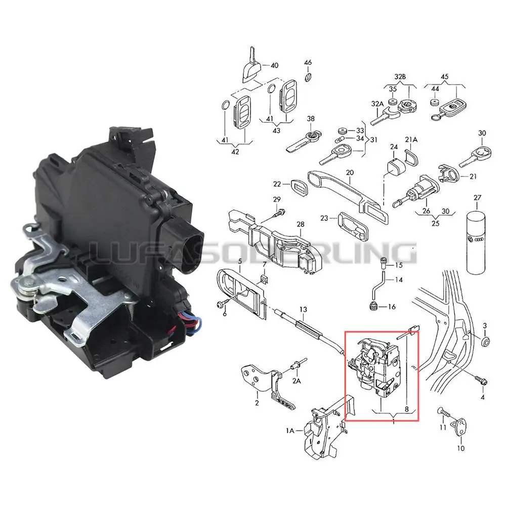 For VW Golf MK4 Passat B5 1996-2006, 1x Front Door Lock Actuator Mechanism Driver Side OEM 3B1837015A 3B1837016A Car Accessories