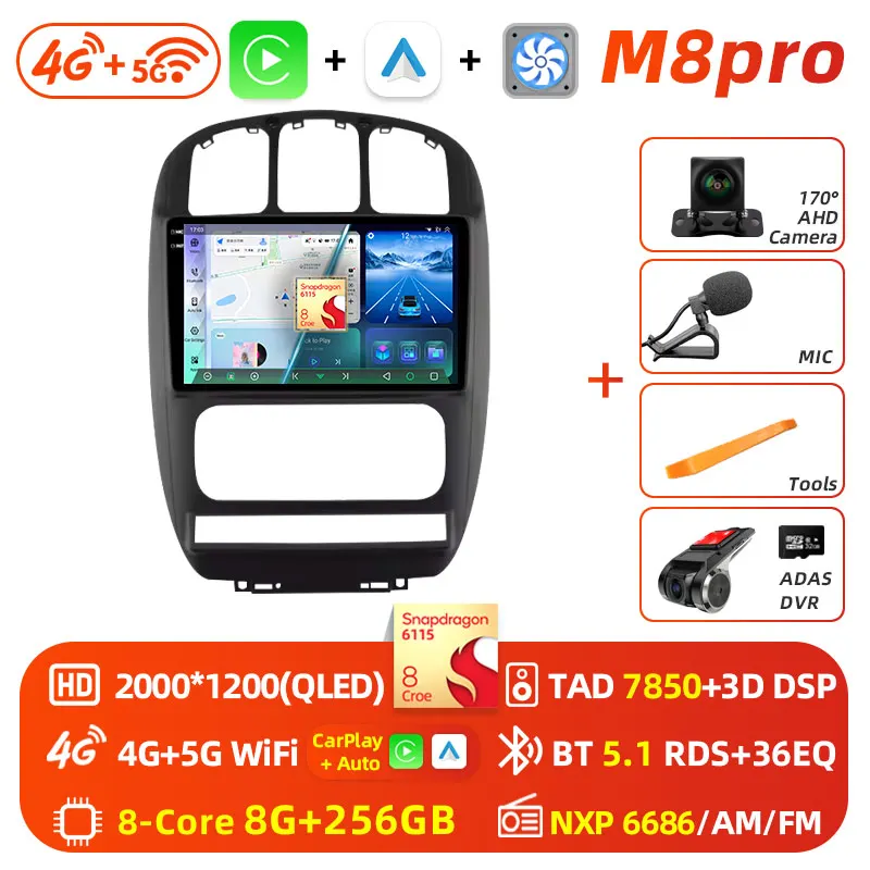 Android 16 wifi + 4G Carplay Autoradio Voor Dodge Caravan 4 Voor Chrysler Grand Voyager RS 2000-2012 navigatie GPS Stereo Multimedia