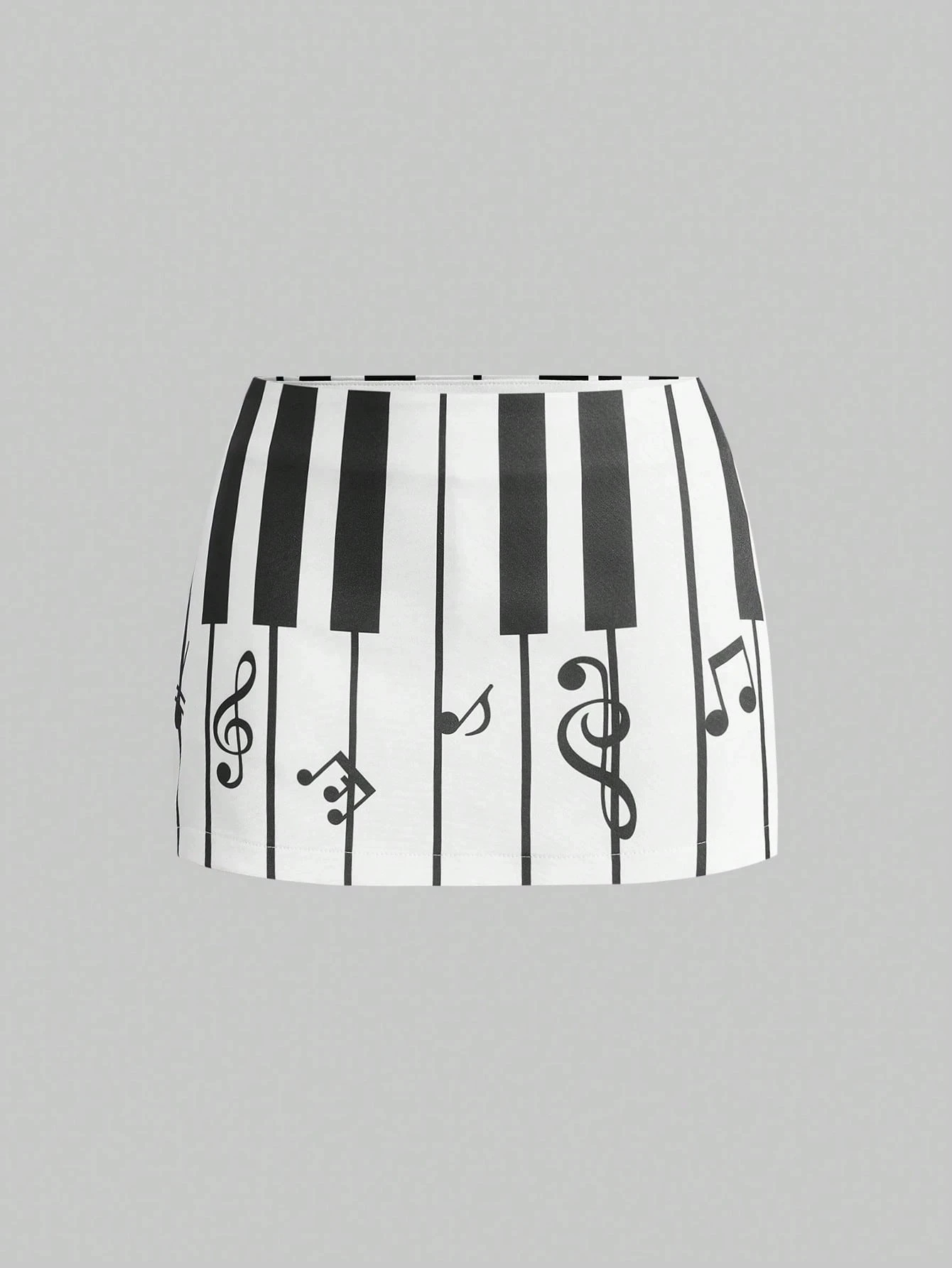 Piano Key Print Mini Skirt Women 2026 Music Note Print Bodycon Y2K Streetwear Skirt
