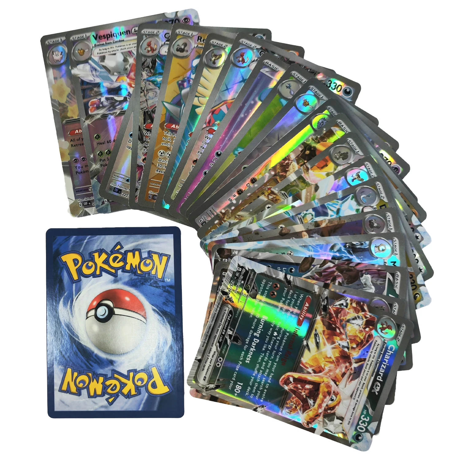 100-200pcs Pokemon Card Not Repeating Flash EX GX VMAX Collection Cards Game Battle Carte Trading Children Toy