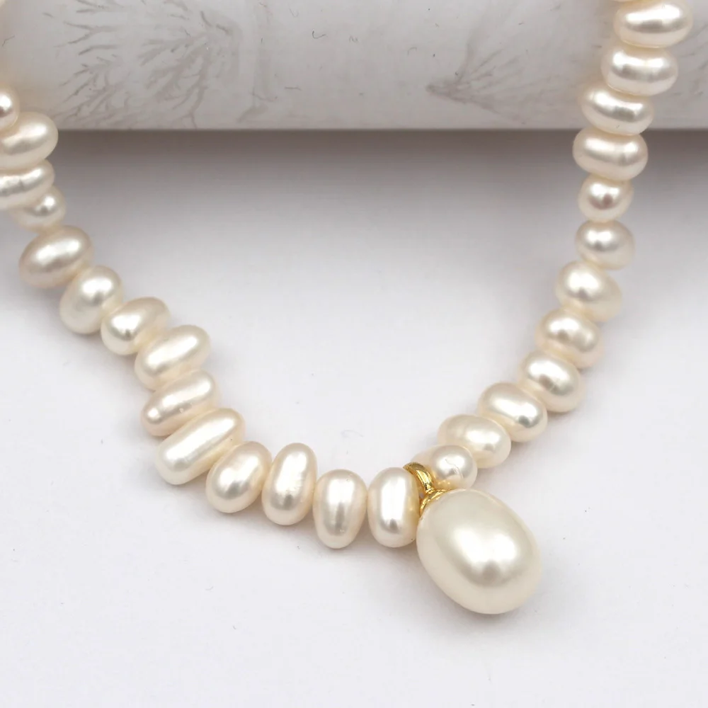 

1x White Color Necklace Freshwater Baroque Pearls Choker Necklace Women Bridal Wedding Jewelry Gfit 16" 17" 18"