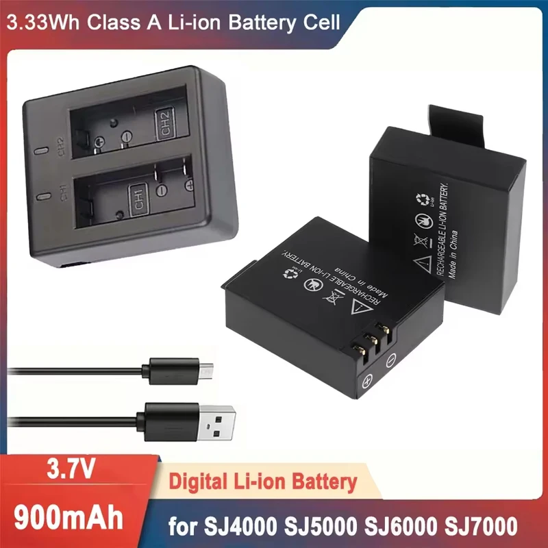 Batterie Li-ion rechargeable 3.7V 900mAh pour SJ4000 SJ5000 SJ6000 SJ7000 WIFi SJCAM Sport Action Camera DV SJ batterie dédiée