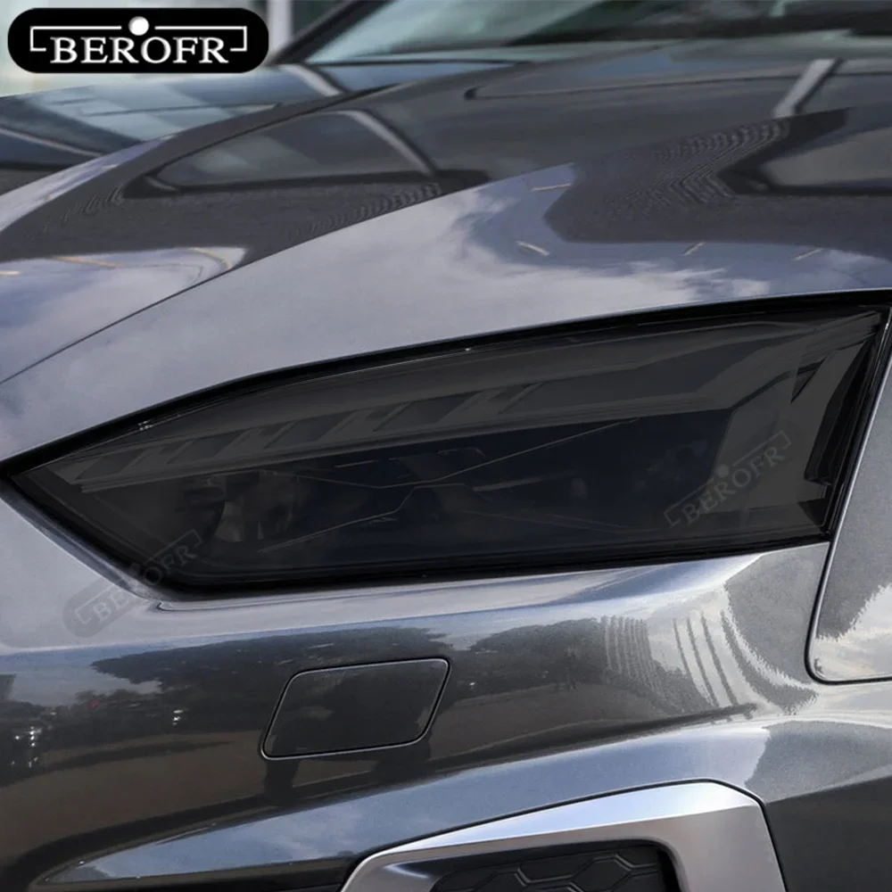 For Audi A3 8V S3 S4 B8 B9 A5 A6 S6 C8 A7 A8 RS4 TT TTS Q3 Q5 Q7 Q8 RSQ8 Smoked Black TPU Sticker Car Headlight Protective Film