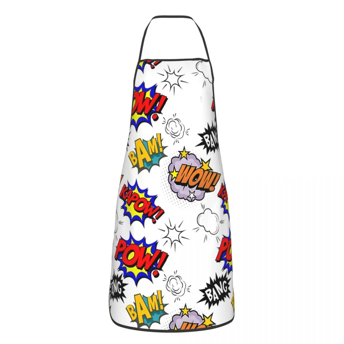 Unisex Retro Pattern Bib Apron Women Men Tablier Kitchen Chef Cooking Baking Bib Comic Book Lover Painting