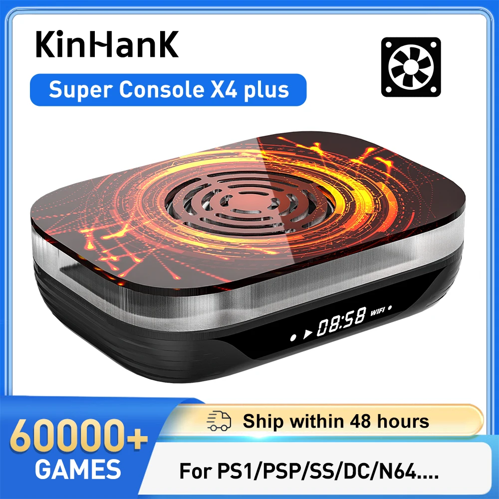 KINHANK 슈퍼 콘솔 X4 플러스 – 60,000게임 지원 레트로 게임 에뮬레이터, PS1, PSP, SS, DC, N64 HD 출력 비디오 게임 콘솔