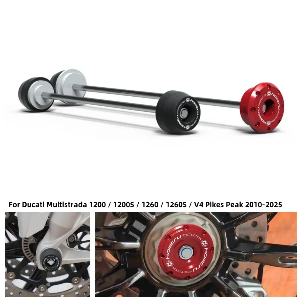 

For Ducati Multistrada 1200/1260/1200S/1260S /V4 Pikes Peak 2010-2024 2025 Motorcycle Front Rear Wheel Axle Fork Crash Slider