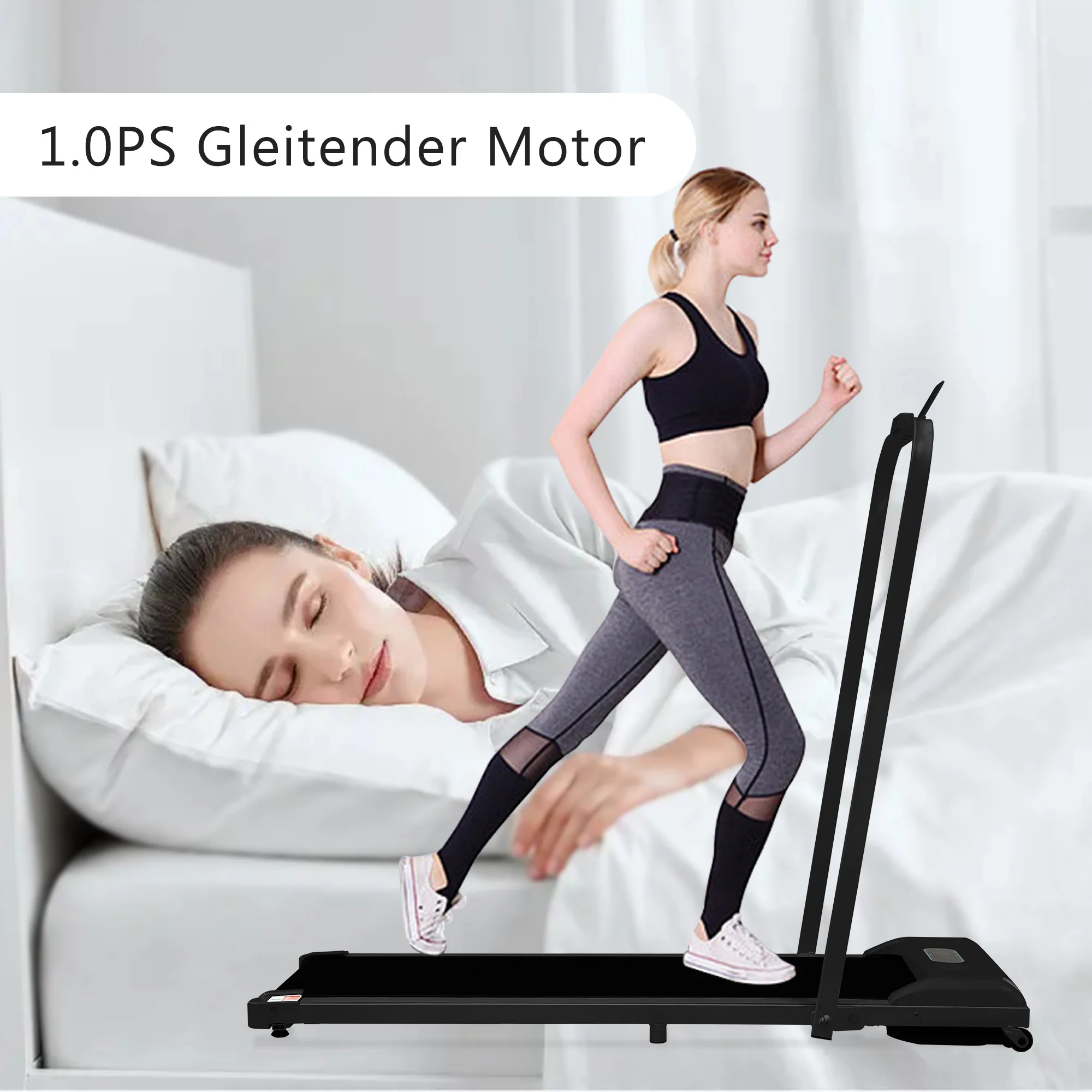 2 in 1 treadmill for home, remote control treadmill 1-6 km/h speed with LED Display & Bluetooth loudspeaker & Phone