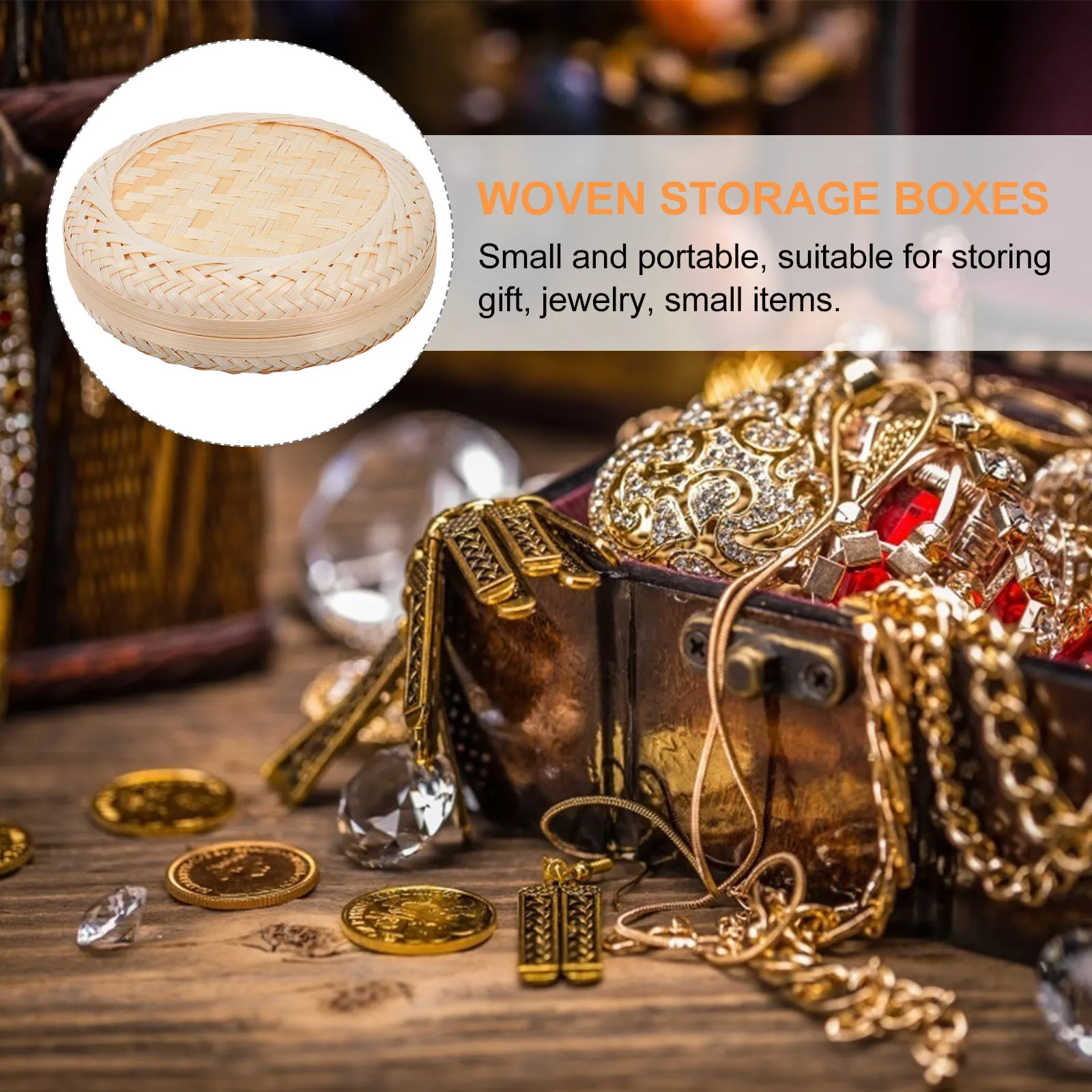 1 قطعة صندوق تخزين منسوج من الخيزران علبة تعبئة هدايا رائعة مع غطاء منظم أشتات مجوهرات صغيرة للديكور المنزلي