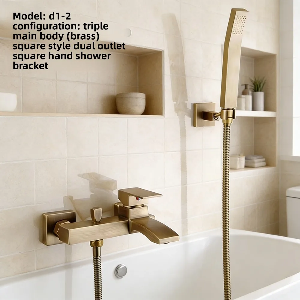 

Brass American antique shower set, French retro bath faucet
