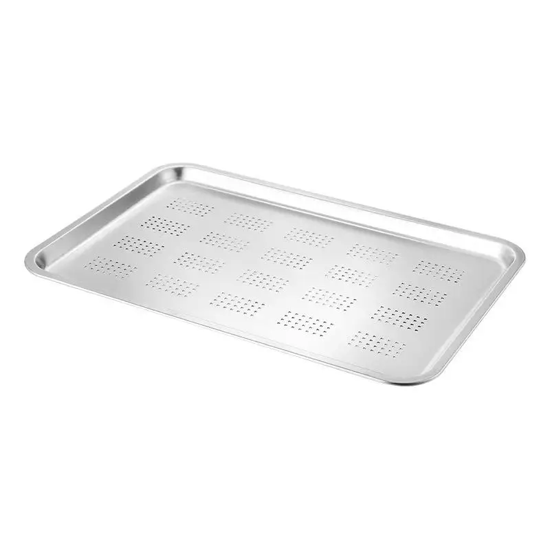 

Extra Thick Rectangular 304 Stainless Steel Pierced Square Tray Flat Bottom Steam Rice Tray Special Deep Pan Home Diningware
