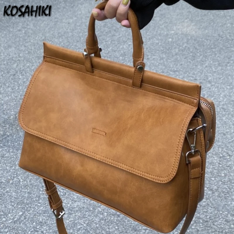 Casual Punk Vintage Solid Shoulder Bag Women Streetwear Grunge Messenger Bags Trendy Ins Y2k Aesthetic Simple Handbags Crossbody