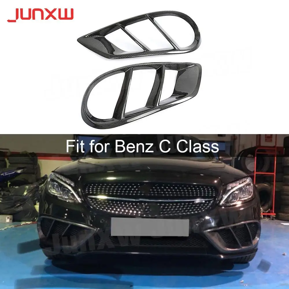 

Carbon Fiber Front Bumper Air Vent Cover Trim for Benz C Class W205 C43 AMG C200 Sport 15-2018 Foglamp Mesh Grill FRP