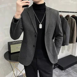 Single Breasted Jacket for Men Tweed Chinese Man Suits and Blazers Coats Clothing Spring Clothes High Quality Original New In