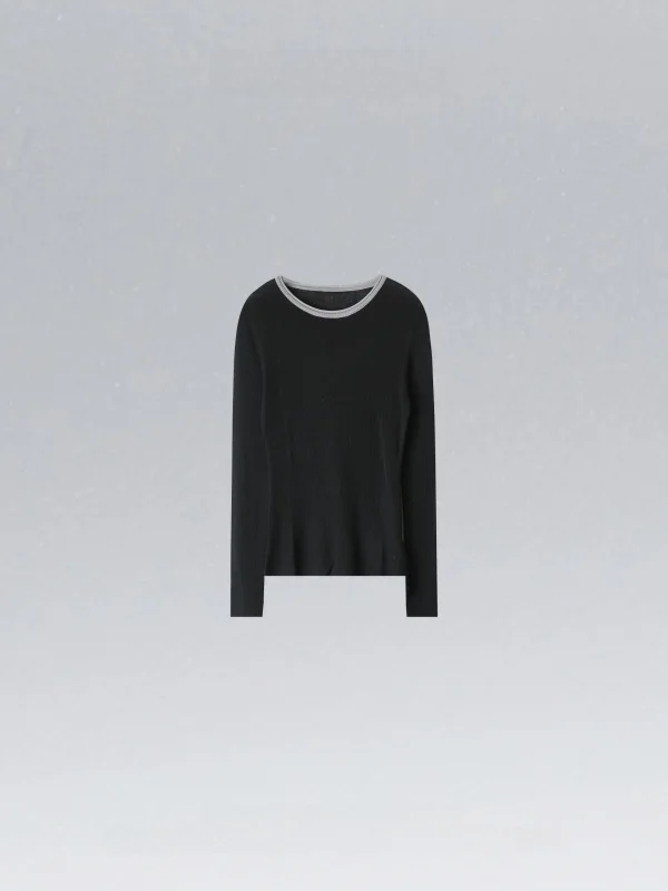 

Ele Agel Color Blo 00% Fine Merino Wool Top DEDM•STUDIO Commute Sle Slim Fit Long Sve round Ne Pullover