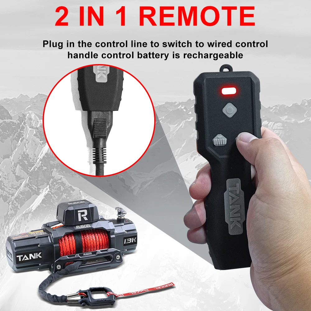 RUGCEL WINCH 13500 фунтов новая водонепроницаемая электрическая лебедка из синтетического троса 12 В с Hawse Fairlead, инфракрасный пульт дистанционного управления 2 в 1, проводной C