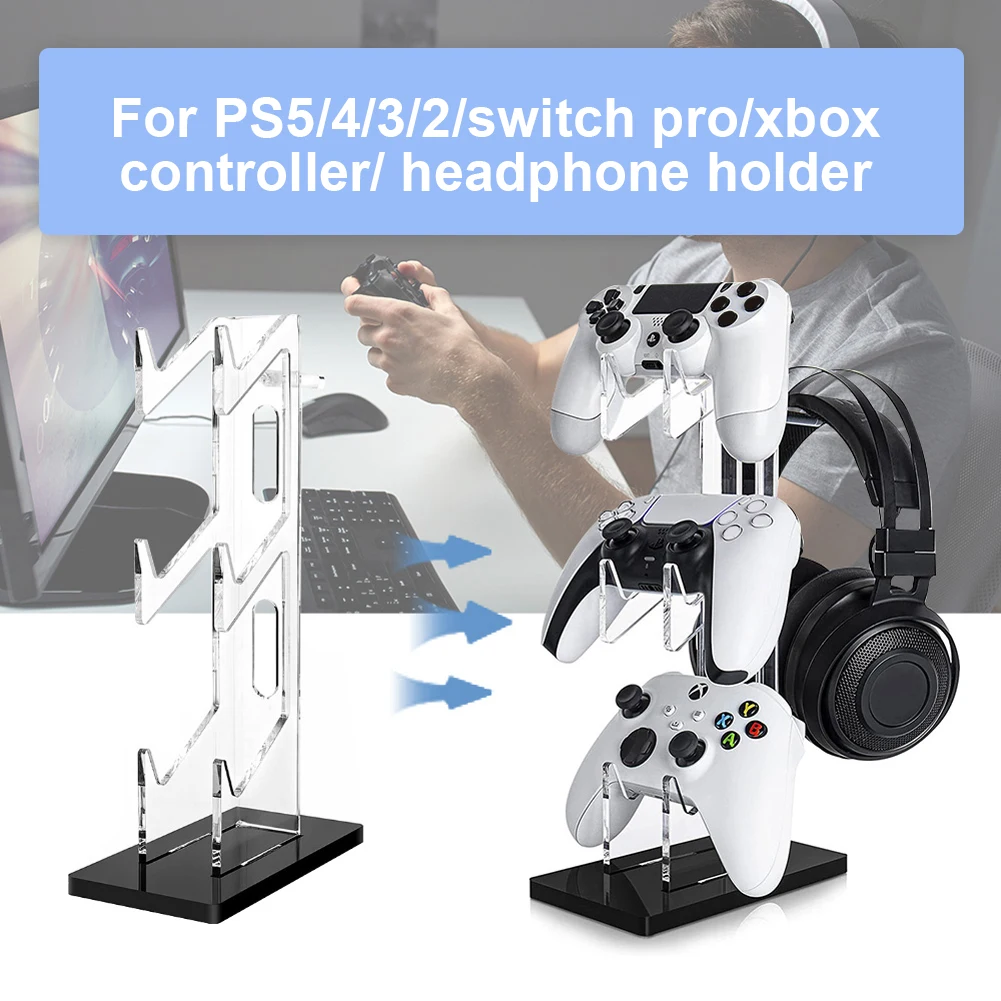 Soporte para controlador de Gamepad, soporte estable para controlador de auriculares, soporte de escritorio para PS5/4/3/2/Xbox para Switch Pro