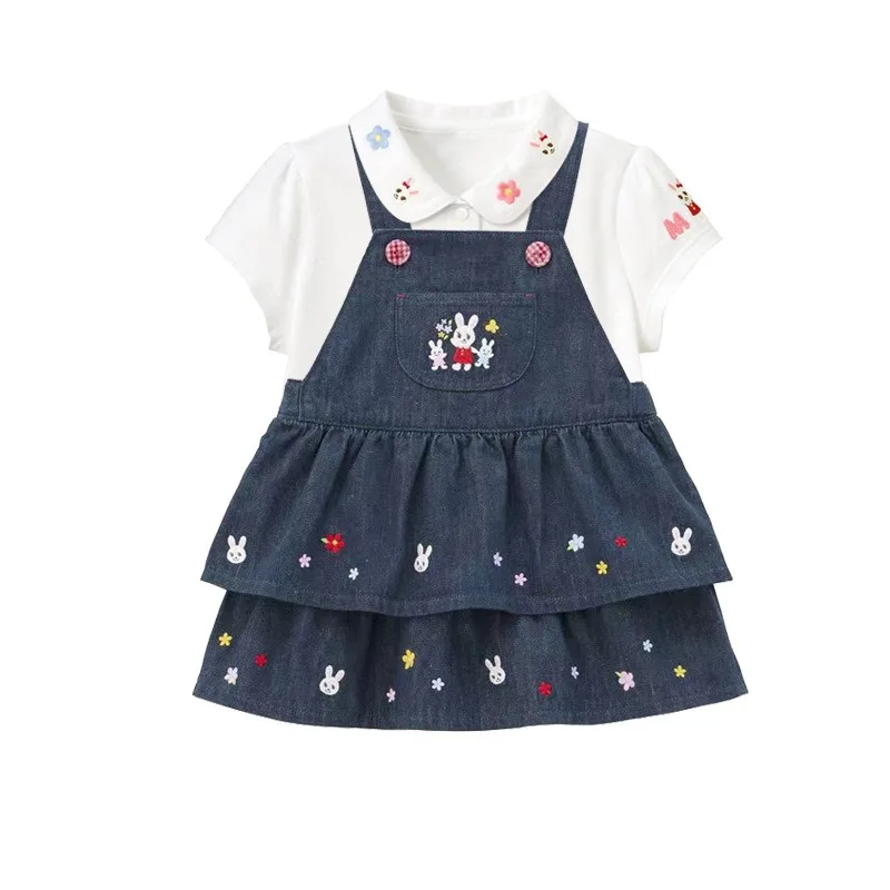 Girl Denim Dress Cute Little Rabbit  Baby Short Skirts Toddler Clothes Suspender Skirt  Overalls Kids Dresses for Girls Jeans