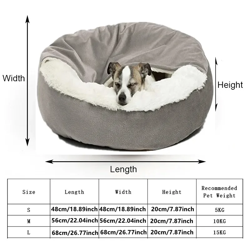 Orthopedic Dog Bed Machine Washable with Hooded Blanket Winter Warm Waterproof Dirt Resistant Cat Puppy House Cuddler dog beds