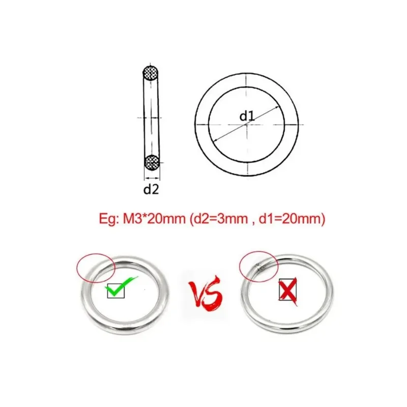 Seamless 304 Stainless Steel O Ring Circular Lifting Ring M3-M8 Solid Connecting Loop Ring