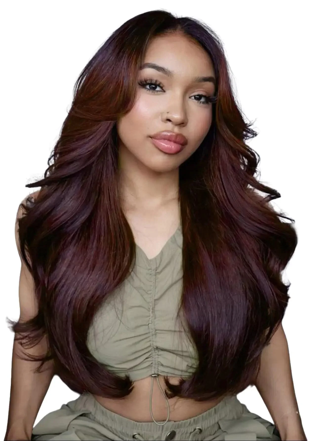 

Colored Glueless Human Hair Wigs Burgundy Body Wave 13X4 Lace Frontal Wig Pre Pluck Pre Cut Lace Cherry Red Lace Wear And Go Wig