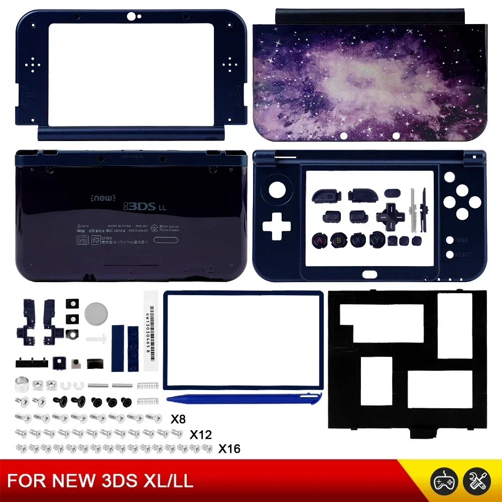 استبدال الإسكان الكامل ل نينتندو جديد 3DS XL LL لعبة وحدة التحكم غطاء ل جديد 3DS XL LL الإسكان شل مجموعة كاملة الملحقات
