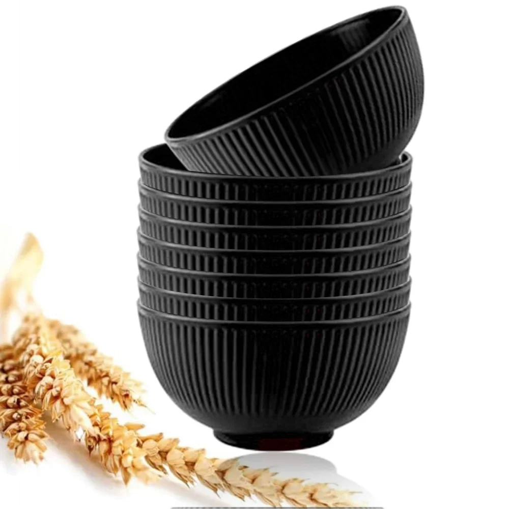 

8 шт./компл. миски из пшеничной соломы, круглые бытовые миски для рисового салата, экологически чистые небьющиеся детские миски из пшеничной соломы, набор маленьких мисок